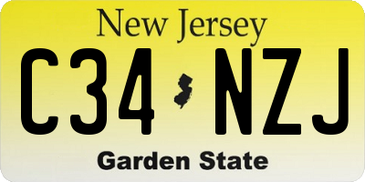 NJ license plate C34NZJ
