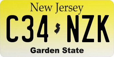 NJ license plate C34NZK