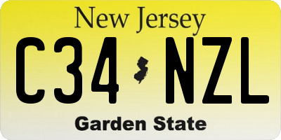 NJ license plate C34NZL