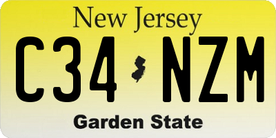 NJ license plate C34NZM