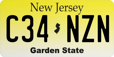 NJ license plate C34NZN