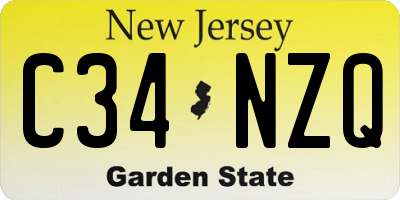 NJ license plate C34NZQ