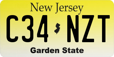 NJ license plate C34NZT