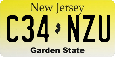 NJ license plate C34NZU