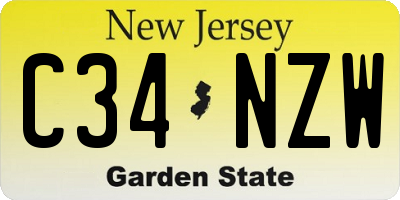 NJ license plate C34NZW