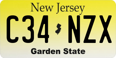 NJ license plate C34NZX