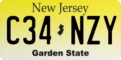 NJ license plate C34NZY