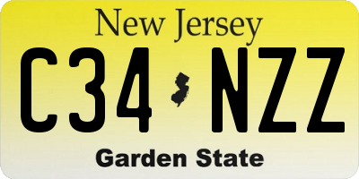 NJ license plate C34NZZ
