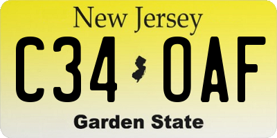 NJ license plate C34OAF