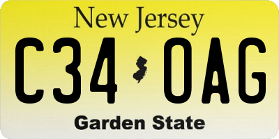 NJ license plate C34OAG