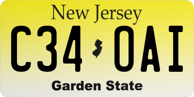 NJ license plate C34OAI