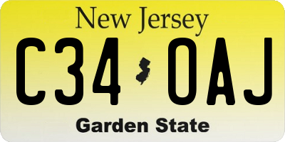 NJ license plate C34OAJ