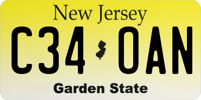 NJ license plate C34OAN
