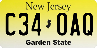 NJ license plate C34OAQ