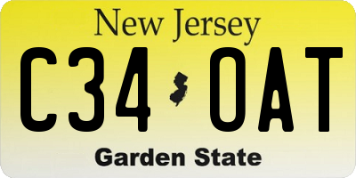 NJ license plate C34OAT