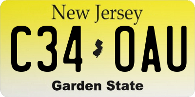 NJ license plate C34OAU