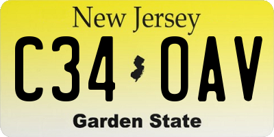 NJ license plate C34OAV
