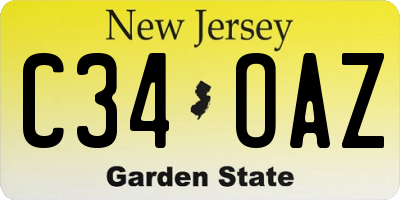 NJ license plate C34OAZ