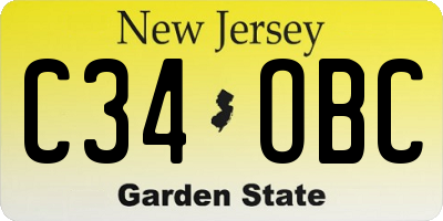 NJ license plate C34OBC