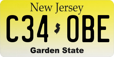 NJ license plate C34OBE