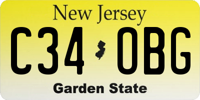 NJ license plate C34OBG