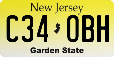 NJ license plate C34OBH