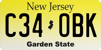 NJ license plate C34OBK