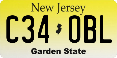 NJ license plate C34OBL