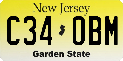 NJ license plate C34OBM