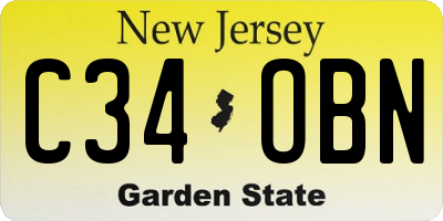 NJ license plate C34OBN