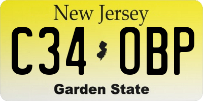 NJ license plate C34OBP