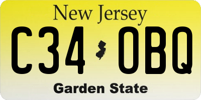 NJ license plate C34OBQ