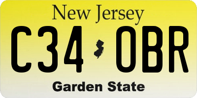 NJ license plate C34OBR