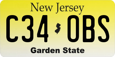NJ license plate C34OBS