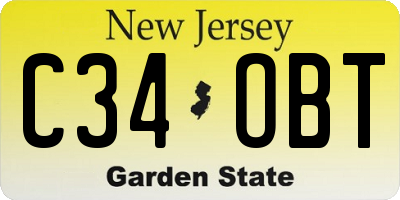 NJ license plate C34OBT