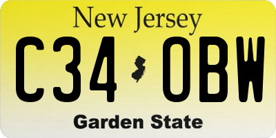 NJ license plate C34OBW
