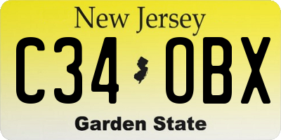 NJ license plate C34OBX