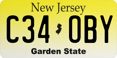 NJ license plate C34OBY
