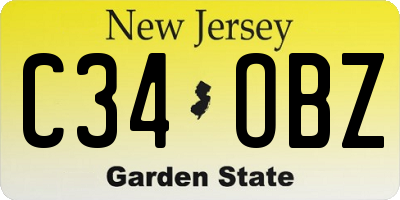 NJ license plate C34OBZ