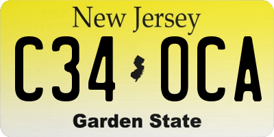NJ license plate C34OCA