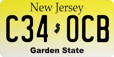 NJ license plate C34OCB