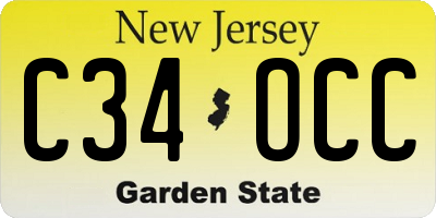 NJ license plate C34OCC