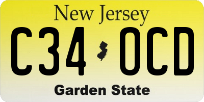 NJ license plate C34OCD