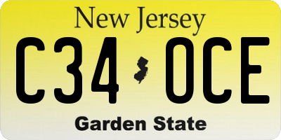 NJ license plate C34OCE