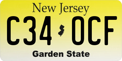 NJ license plate C34OCF