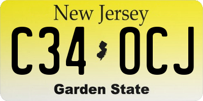 NJ license plate C34OCJ