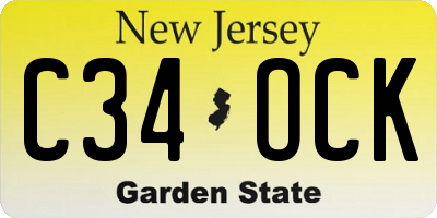 NJ license plate C34OCK
