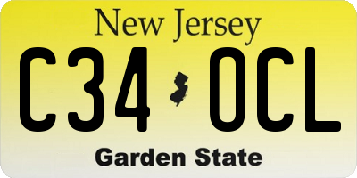 NJ license plate C34OCL