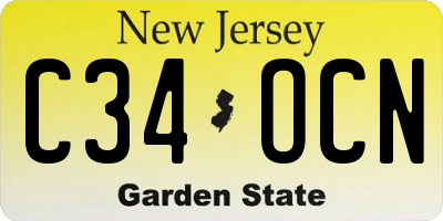 NJ license plate C34OCN
