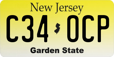 NJ license plate C34OCP